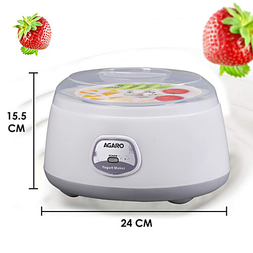 Agaro Classic Portable Yogurt Maker - Electric, Automatic, Grey & White, 1.2 L  