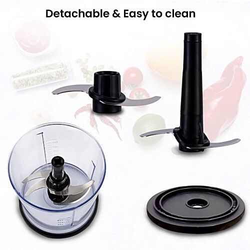 Agaro Electric Chopper 400 W - Vegetable Chopper, Cutter, 100% Pure Copper Motor, Chop, Mince, Dice, Twin Stainless-Steel Blade, One Touch Operation, Elegant, Black, 500 ml  