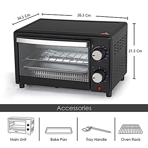 Agaro Marvel 800 W Oven Toaster Griller - Cake Baking, Grilling, Toasting, OTG, Black, 9 L