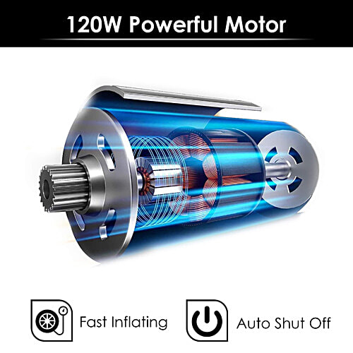 Agaro Primo 120 W Digital Tyre Inflator - With Emergency Light, 12V Car Plug, Upto 150 PSI, Compact & Portable, 1 pc