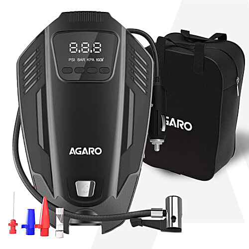 Agaro Primo 120 W Digital Tyre Inflator - With Emergency Light, 12V Car Plug, Upto 150 PSI, Compact & Portable, 1 pc