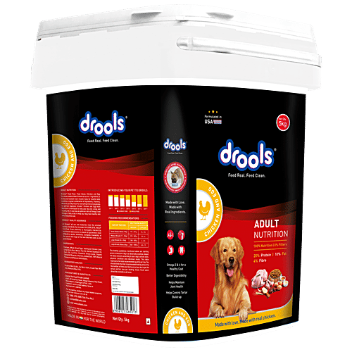 Drools Adult Dry Dog Food - Chicken & Egg, 5 kg Container Adult Nutrition, Made With Real Chicken