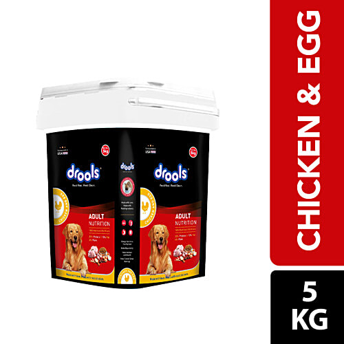 Drools Adult Dry Dog Food - Chicken & Egg, 5 kg Container Adult Nutrition, Made With Real Chicken