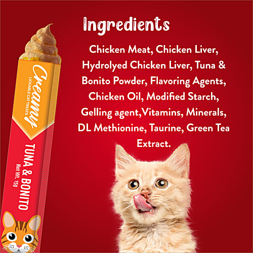 Drools Creamy Tuna & Bonito Lickable Cat Treat, 75 g (5 x 15 g) Creamy Lickable
High Quality Ingredients
Nutritious Flavours