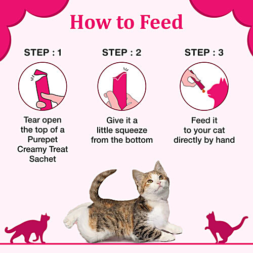 Purepet Creamy Tuna & Bonito Cat Lickable Treats, 75 g (5 x15 g) Creamy Treats
Delightful Mousse
Irresistible Flavour