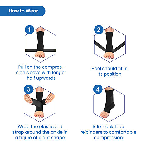 Tata 1mg Ankle Binder, Ankle Support For Pain Relief, Injuries & Inflammation, Ankle Protection Guard Post Cast Care & Post Operation Large, 1 pc  