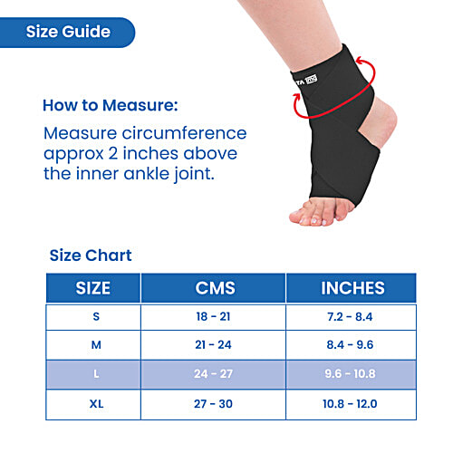 Tata 1mg Ankle Binder, Ankle Support For Pain Relief, Injuries & Inflammation, Ankle Protection Guard Post Cast Care & Post Operation Large, 1 pc  