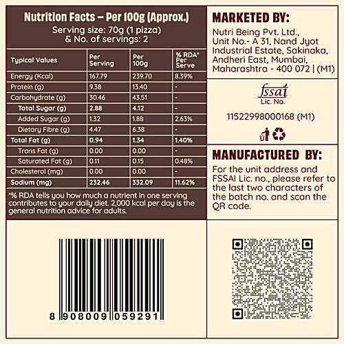 The Health Factory Zero Maida Pizza Base, 140 g  