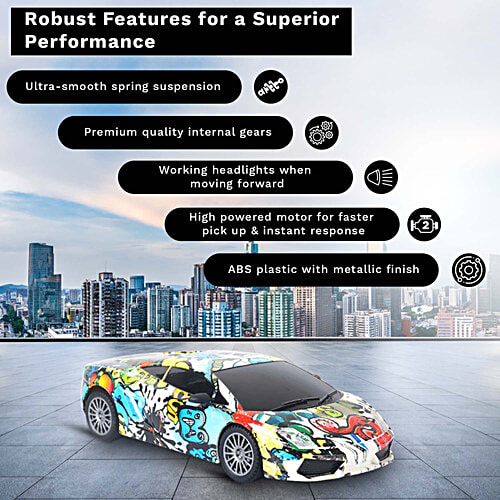 Frendo Remote Control Car - High Speed Racing 1:24 Rechargeable With Headlight, C Type Charging, Multicolour, 1 pc  Stimulating Young Spirits
 Available in more colours