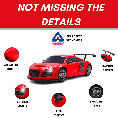 Frendo Remote Control Car - High Speed Racing 1:24 Rechargeable With Headlight, C Type Charging, Red, 1 pc Lights Race Day
Rechargeable Plug, Charge, Ready to Go