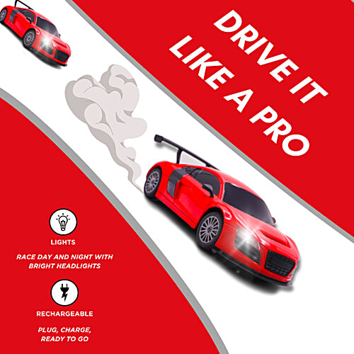 Frendo Remote Control Car - High Speed Racing 1:24 Rechargeable With Headlight, C Type Charging, Red, 1 pc Lights Race Day
Rechargeable Plug, Charge, Ready to Go