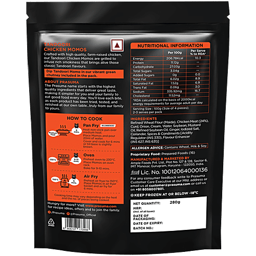 Prasuma Tandoori Chicken Momos, 280 g  