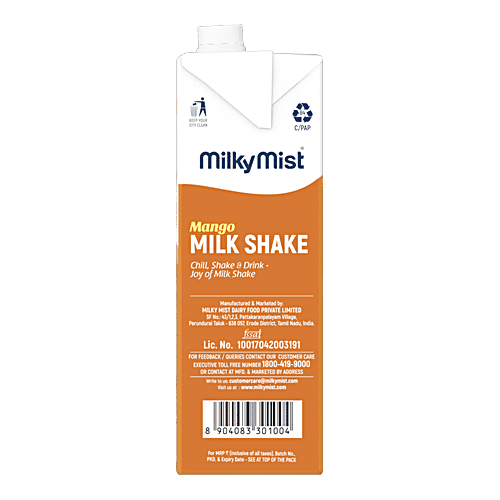 Milky Mist Mango Milkshake, 1 L  Contains Fruit, UHT Treated Mango Milkshake