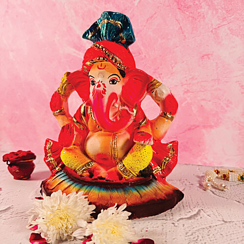 Mangal Bhavan Clay Coloured Ganesha Idol, 1 pc 10 Inches