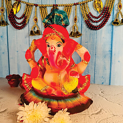 Mangal Bhavan Clay Coloured Ganesha Idol, 1 pc 10 Inches