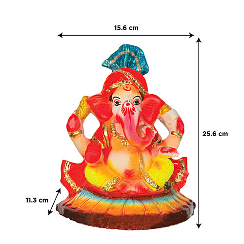 Mangal Bhavan Clay Coloured Ganesha Idol, 1 pc 10 Inches