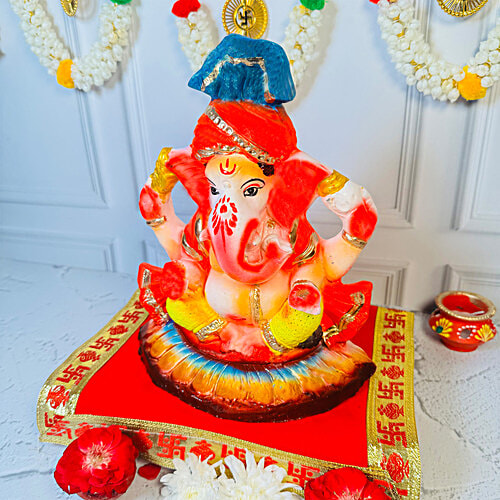 Mangal Bhavan Clay Coloured Ganesha Idol, 1 pc 10 Inches
