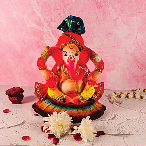 Mangal Bhavan Clay Coloured Ganesha Idol, 1 pc 10 Inches