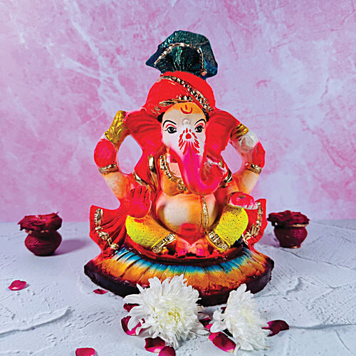Mangal Bhavan Clay Coloured Ganesha Idol, 1 pc 10 Inches