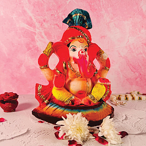 Mangal Bhavan Clay Coloured Ganesha Idol, 1 pc 10 Inches