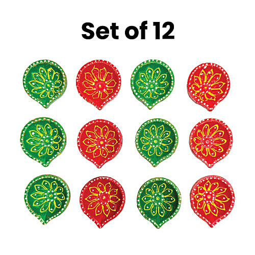 Mangal Bhavan Designer Diya, Eco-Friendly Assorted Set, 12 pcs  