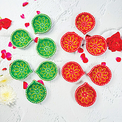 Mangal Bhavan Designer Diya, Eco-Friendly Assorted Set, 12 pcs  