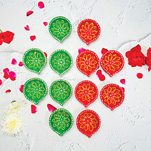 Mangal Bhavan Designer Diya, Eco-Friendly Assorted Set, 12 pcs  