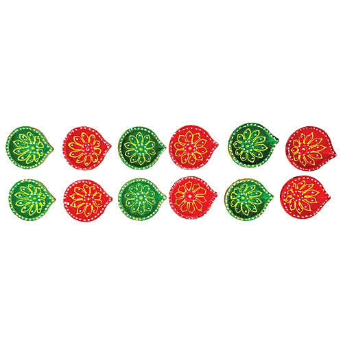 Mangal Bhavan Designer Diya, Eco-Friendly Assorted Set, 12 pcs  