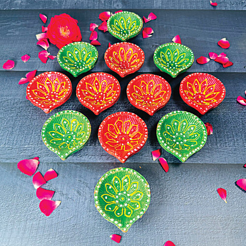 Mangal Bhavan Designer Diya, Eco-Friendly Assorted Set, 12 pcs  