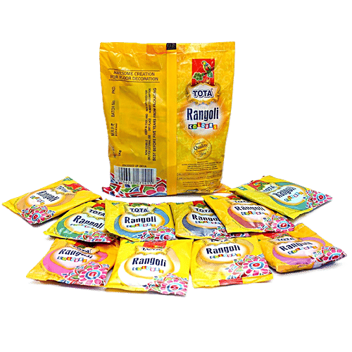 Tota Rangoli Colour Powder - Assorted Colours, 10 pcs  
