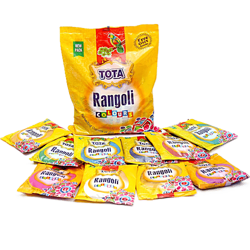 Tota Rangoli Colour Powder - Assorted Colours, 10 pcs  