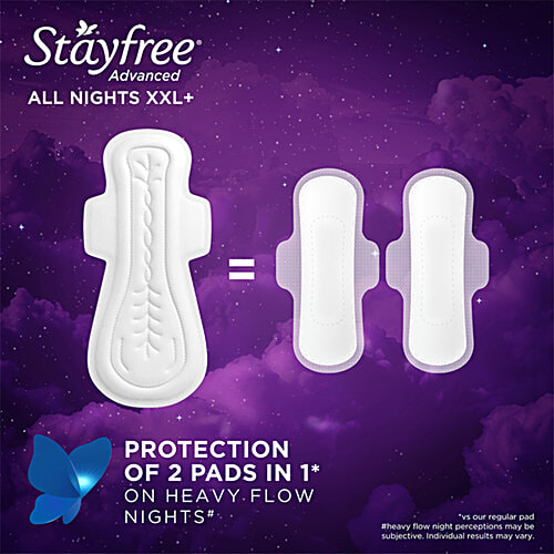 STAYFREE All Nights Soft Touch Advanced Thick Sanitary Napkins XXL+, 16 pcs  