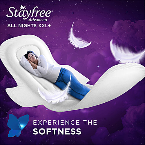 STAYFREE All Nights Soft Touch Advanced Thick Sanitary Napkins XXL+, 16 pcs  