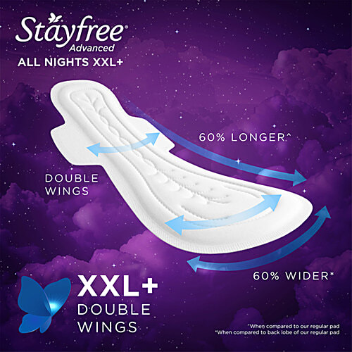 STAYFREE All Nights Soft Touch Advanced Thick Sanitary Napkins XXL+, 16 pcs  