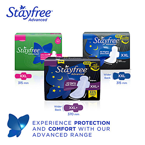 STAYFREE All Nights Soft Touch Advanced Thick Sanitary Napkins XXL+, 16 pcs  