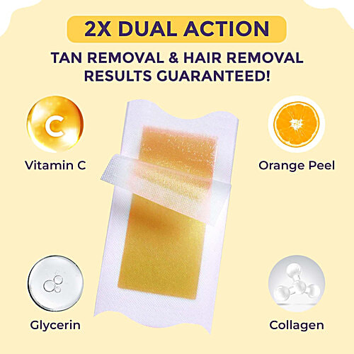 Sanfe Detan Wax Strips Effortlessly Removes Tan & Body Hair, Enjoy Smooth, Radiant Skin, 20 pcs  Orange Gel Peel For , Grips Short Hair, Reduces Short Hair & Irritation, Gentle & Prevents Tears