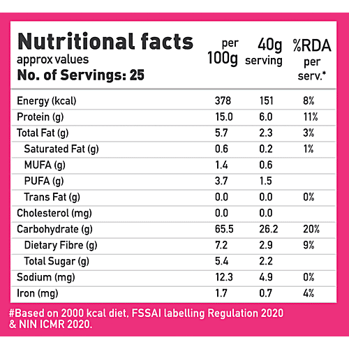 Yoga Bar Whole Quinoa Gluten Free, 1 kg Pouch Non-GMO, Diet Food For Weight Loss, Low GI, High Protein, High fibre