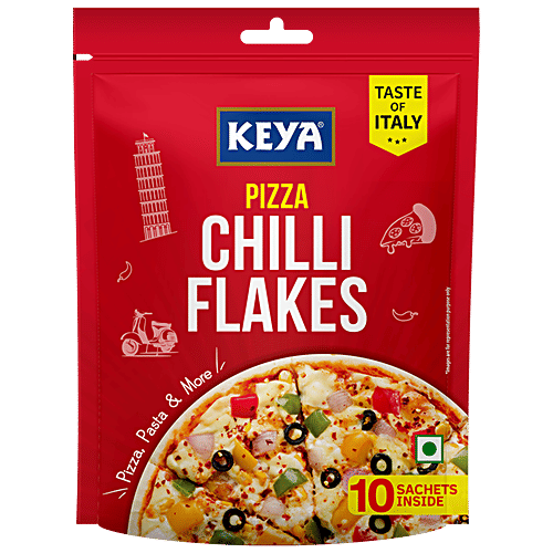 Keya Pizza Chilli Flakes, 20 g (10 Sachets x 2 g each) For - Pizza, Pasta, Italian & More Spice Mix