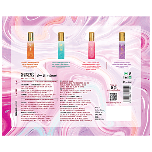 Secret Temptation Premium Perfume For Women - Long Lasting Luxury Perfume Set, Birthday Perfume Gift Set For Her, Anniversary Gift For Wife, 80 ml (4 N x 20 ml each)