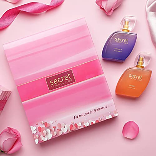 Secret Temptation Fragrance Gift Hamper With Romance & Adore Long-lasting Perfume For Women, 100 ml (2 N x 50 ml each) 