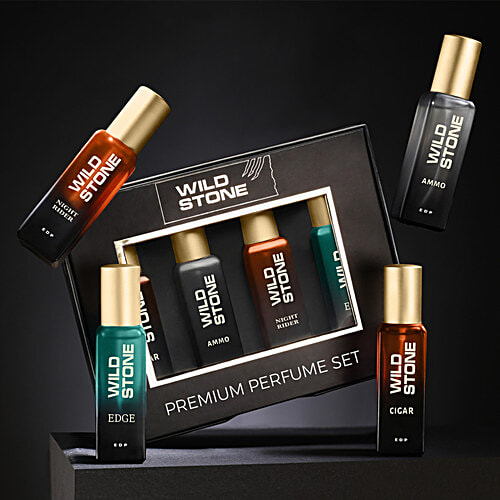 Wild Stone Cigar, Ammo, Night Rider & Edge Perfume Combo For Men, Long Lasting Smell, 80 ml (4 N X 20 ml each) 