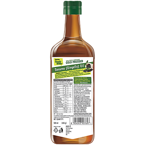 Tata Simply Better Pure & Unrefined Cold Pressed Sesame Oil, 500 ml Bottle 