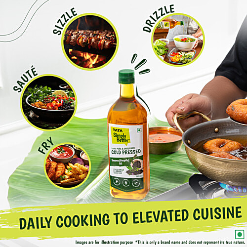 Tata Simply Better Pure & Unrefined Cold Pressed Sesame Oil, 500 ml Bottle 