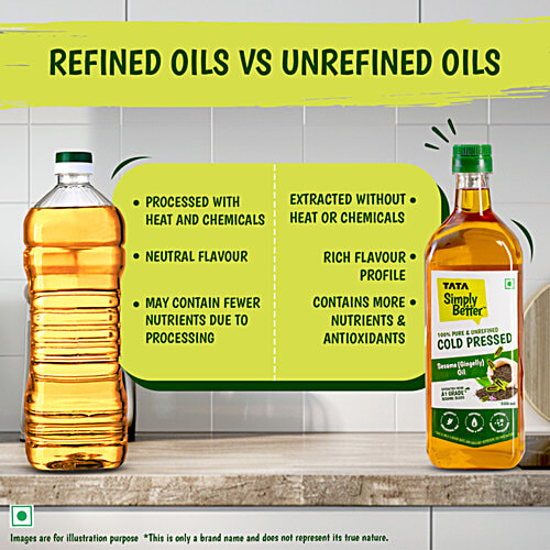 Tata Simply Better Pure & Unrefined Cold Pressed Sesame Oil, 500 ml Bottle 