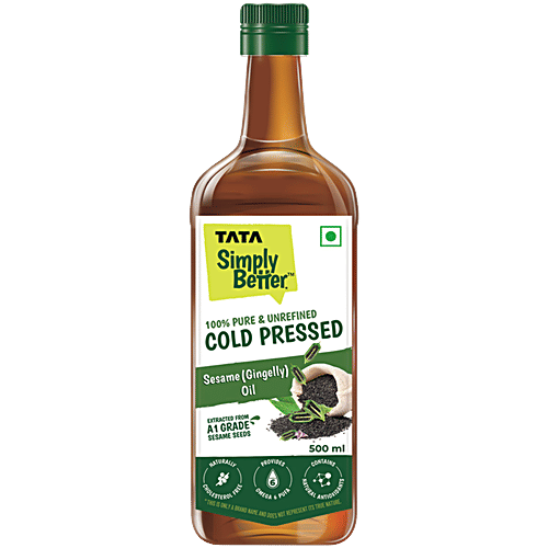 Tata Simply Better Pure & Unrefined Cold Pressed Sesame Oil, 500 ml Bottle 