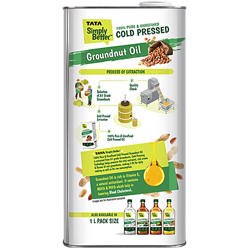 Tata Simply Better Cold Pressed Groundnut Oil, 5 L  Extracted from A1 Grade Groundnuts, Zero Trans Fat, Rich In Vitamins E & K, Cholestrol Free