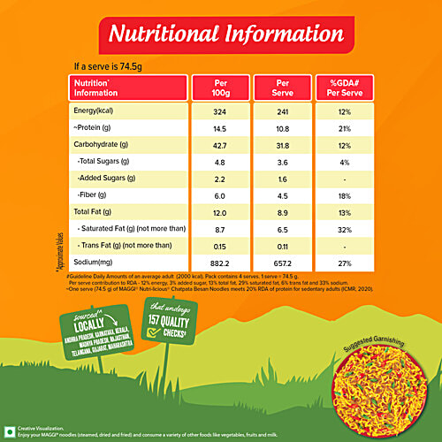 Maggi Nutri-licious Chatpata Besan Noodles, 298 g Rich in Protein & Fibre, Instant Noodles With Seasoning