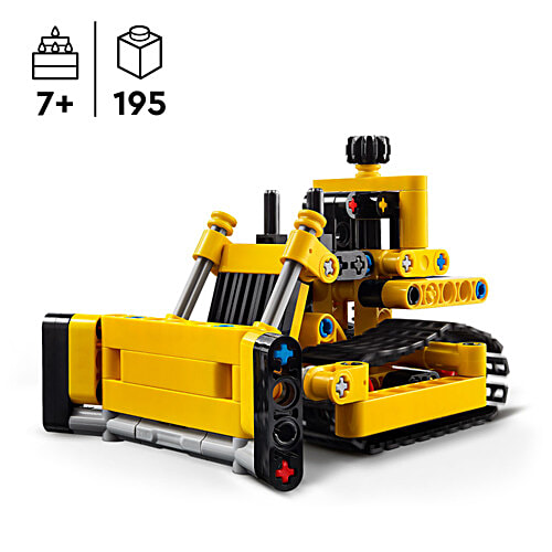 LEGO Technic Heavy-Duty Bulldozer Set 42163, 195 Pieces, Pack of 1  Authentic Bulldozer Design
 Moving Tracks for Play
 Functional Blade for Realism