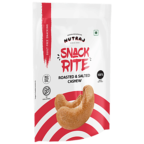 Nutraj Snack Rite Cashew - Roasted & Salted, 150 g Pouch No Added Oil, No Cholesterol, Baked Not Fried