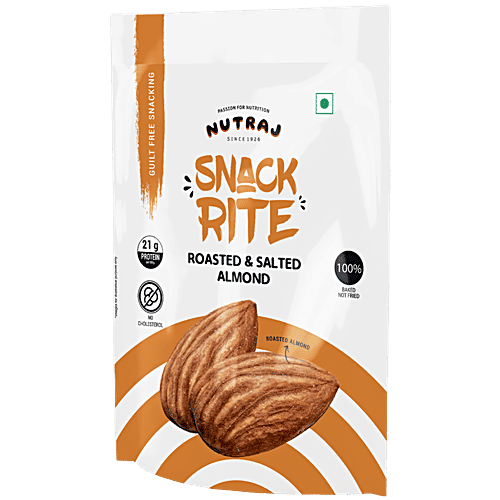 Nutraj Snack Rite Almond - Roasted & Salted, 150 g Pouch Baked Not Fried, No Cholesterol, 21 G Protein Per 100 G